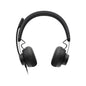 Black headphones on a white background