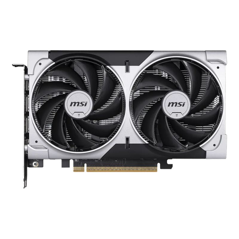 MSI graphics card with dual fans on a white background