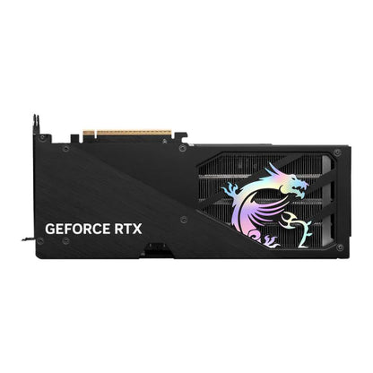 GeForce RTX graphics card with a colorful dragon logo on a white background