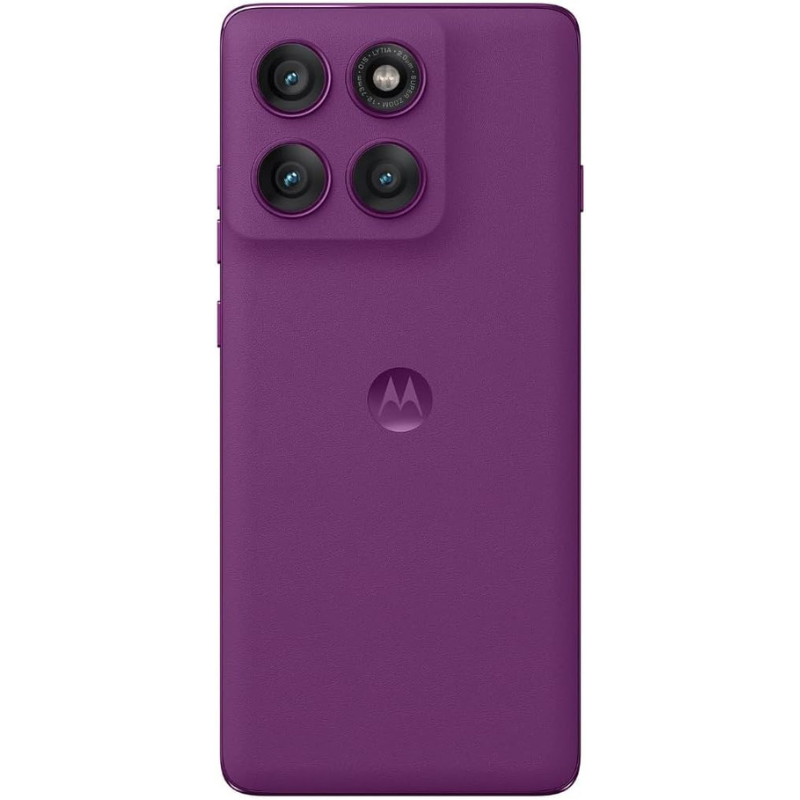 Purple smartphone with Motorola logo on a white background