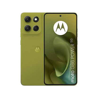 Green smartphone with Motorola logo on a white background