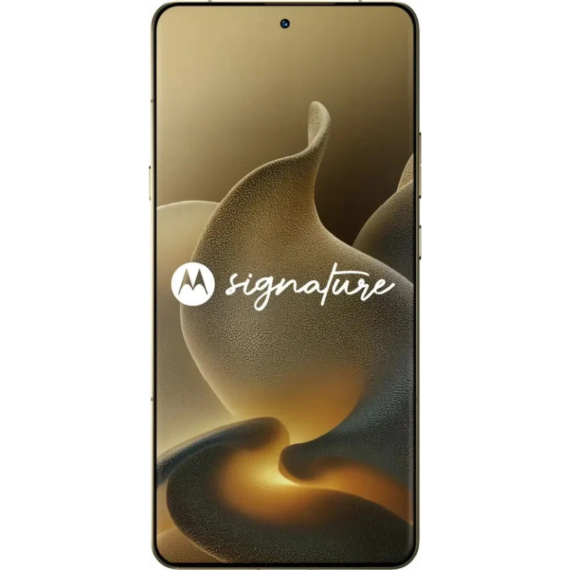 Motorola phone with 'signature' design on a white background