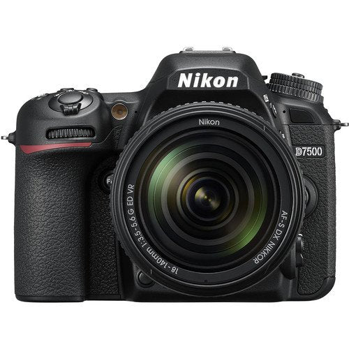Nikon D7500 DSLR camera on a white background