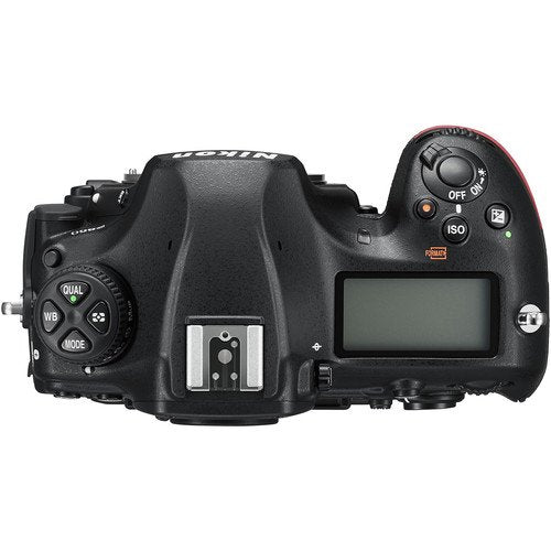 Nikon camera body on a white background