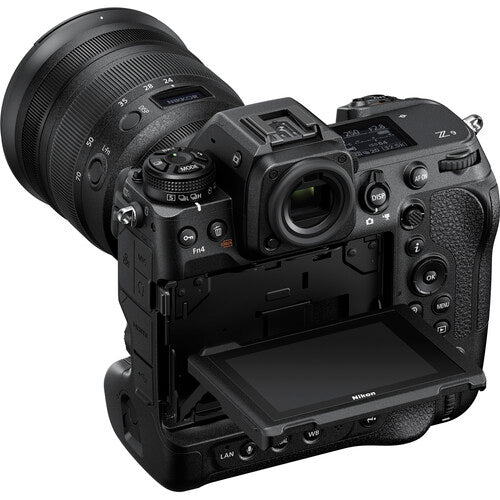Nikon camera with lens on a white background
