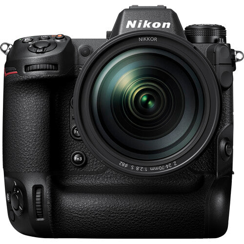 Nikon camera with lens on a white background