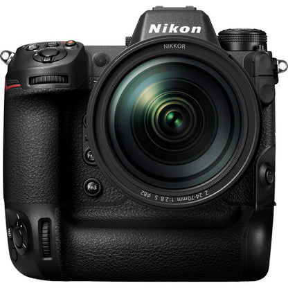 Nikon camera with lens on a white background