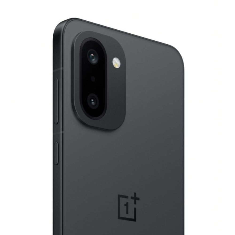 Black smartphone with OnePlus logo on a white background
