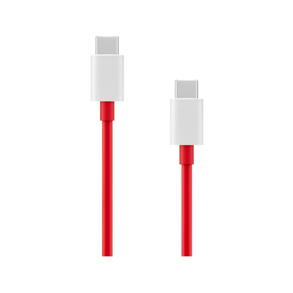 Two red cables with white connectors on a white background