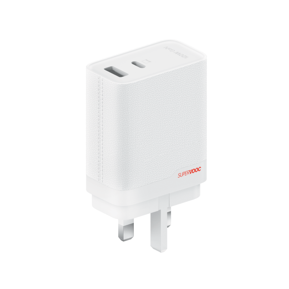 OnePlus SUPERVOOC 120W Adapter on a white background 