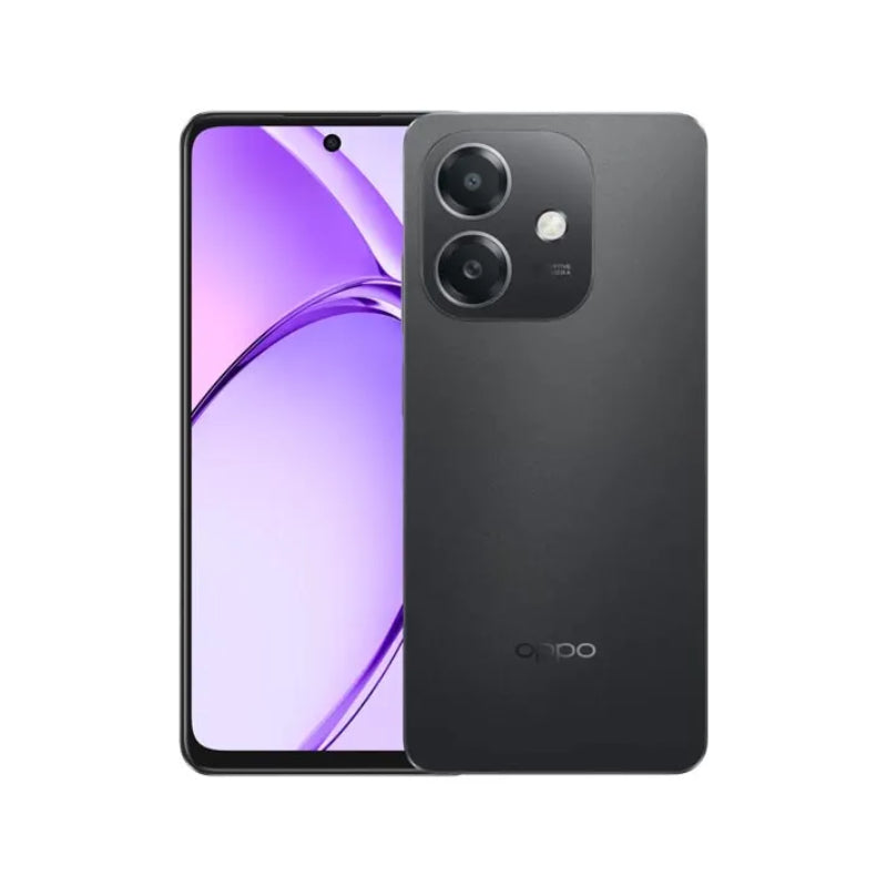 Black smartphone with purple screen on a white background