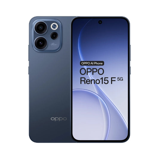 Oppo Reno15 F 5G smartphone showing front and back on a white background