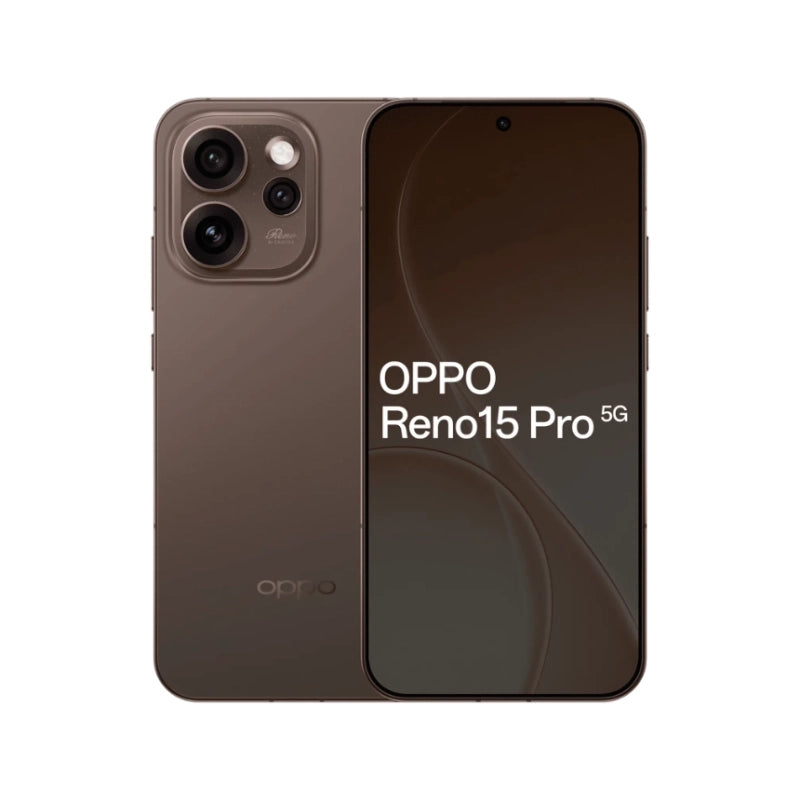 OPPO Reno15 Pro 5G smartphone showing back and front views on a white background