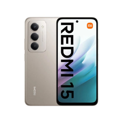 Redmi 15 smartphone showing back and front views on a white background