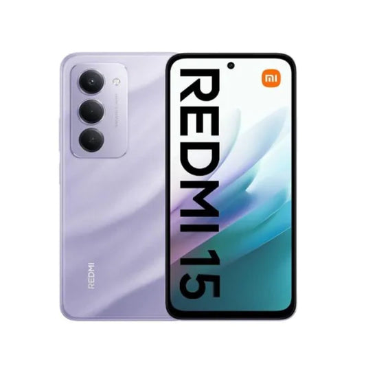 Redmi 15 smartphone showing front and back on a white background