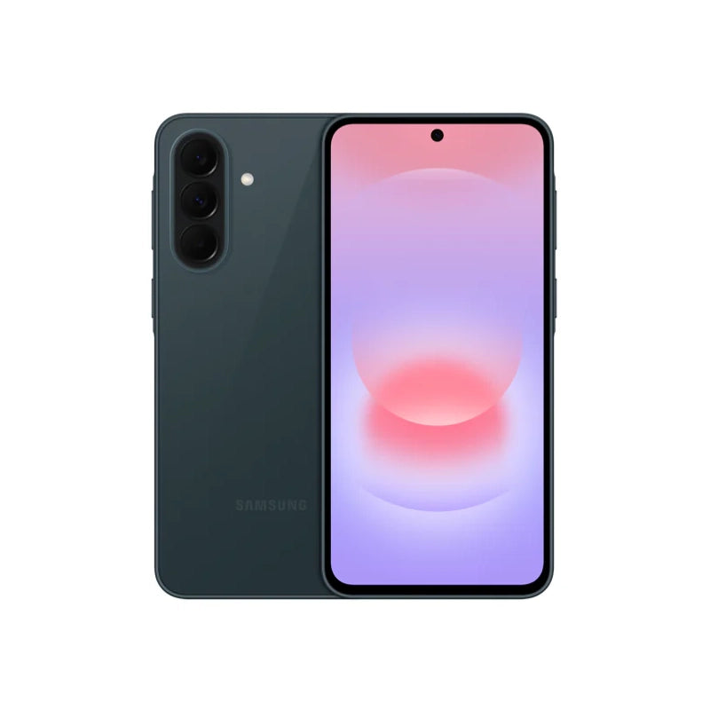 Samsung smartphone showing front and back on a white background