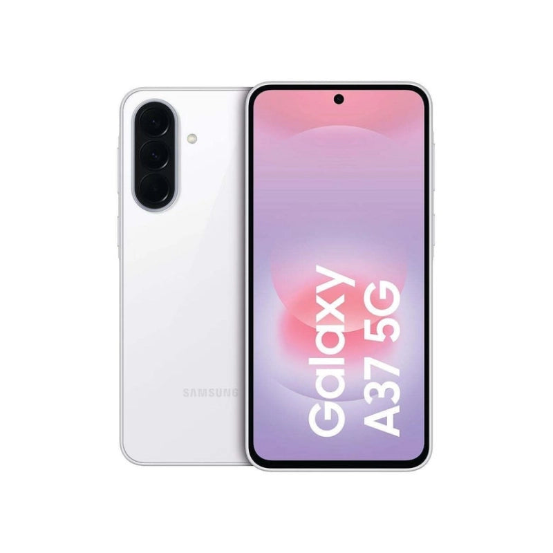 Samsung Galaxy A37 5G smartphone showing front and back on a white background