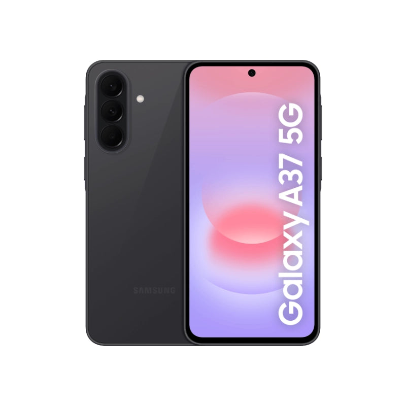 Samsung Galaxy A37 5G smartphone showing back and front views on a white background