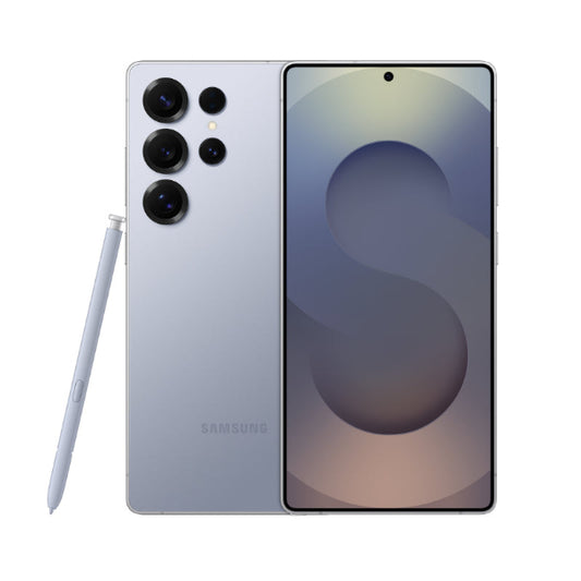 Samsung s25 ultra 256gb smartphone with stylus on a white background

