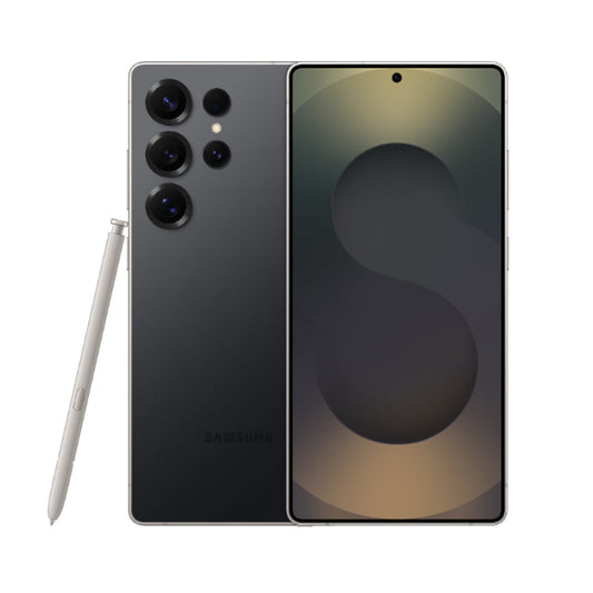 Samsung smartphone with stylus on a white background

