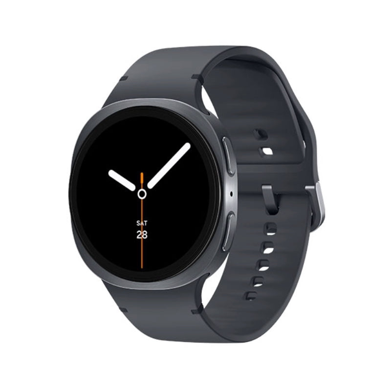 Smartwatch with a black strap on a white background