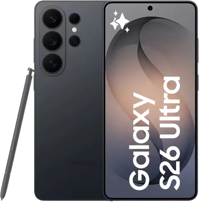 Samsung Galaxy S26 Ultra smartphone showing front and back on a white background