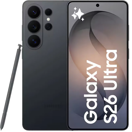 Samsung Galaxy S26 Ultra smartphone showing front and back on a white background