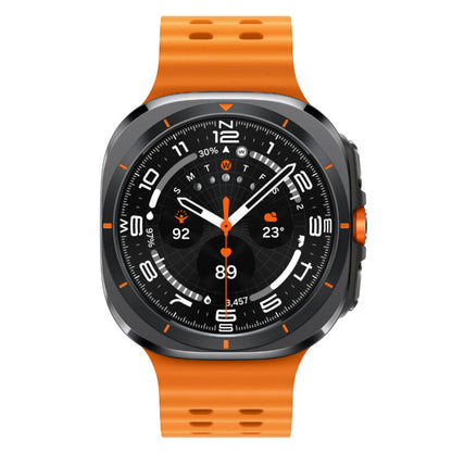 Smartwatch with orange band on a white background