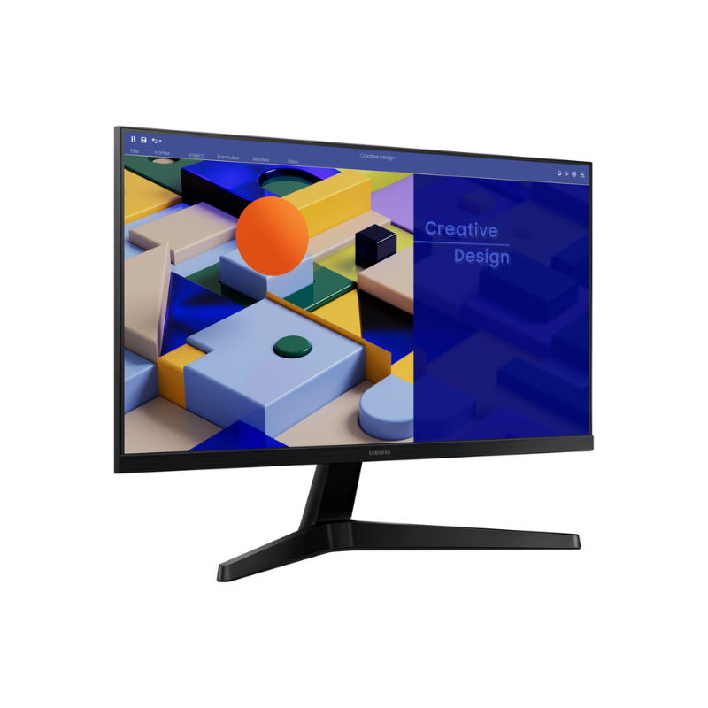 Computer monitor with a colorful abstract design on the screen