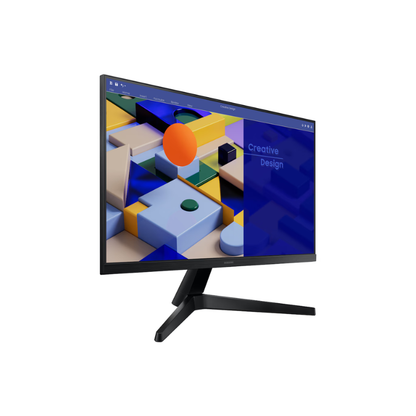 Computer monitor with colorful abstract design on a white background