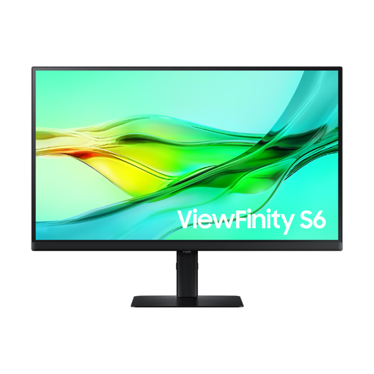 Monitor with ViewFinity S6 branding on a white background