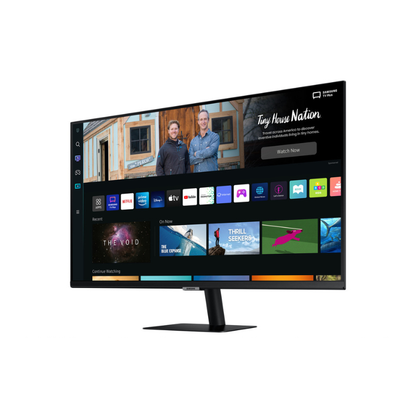 Monitor displaying a streaming platform interface on a white background