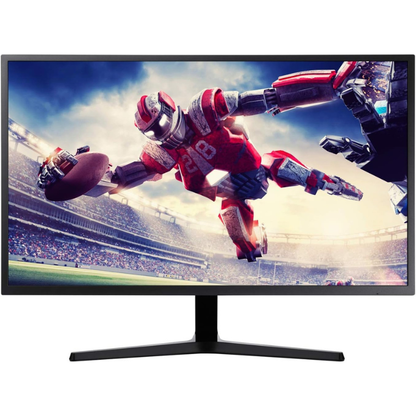 Gaming monitor displaying a robot and football player on screen