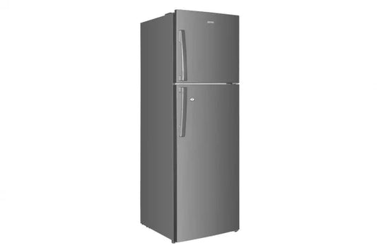 Gray refrigerator on a white background