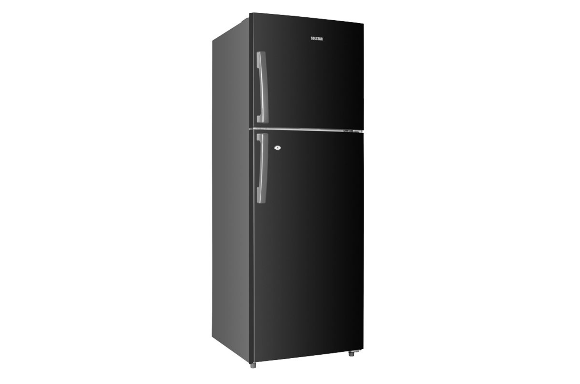 Black refrigerator on a white background