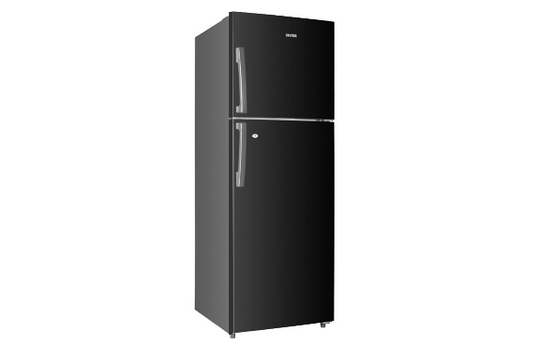 Black refrigerator on a white background