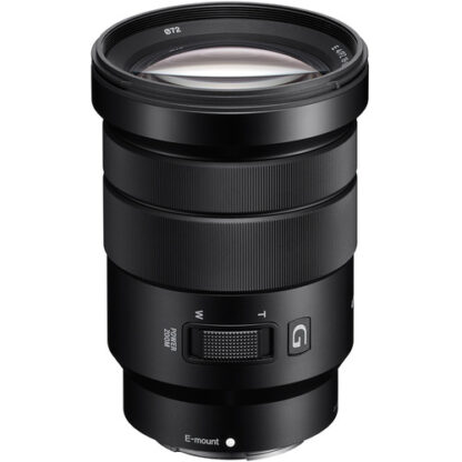 Sony E PZ 18-105mm f/4 G OSS Lens with brand logo on a white background