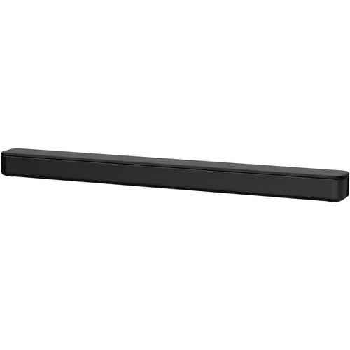 Black soundbar on a white background