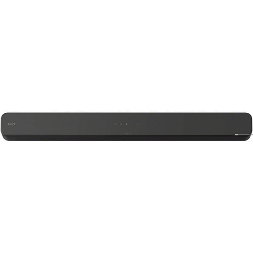 Black soundbar on a white background