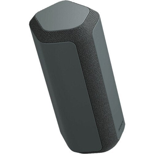 Black portable speaker on a white background