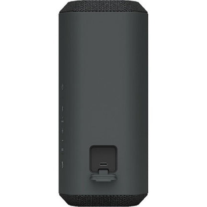 Black portable speaker on a white background
