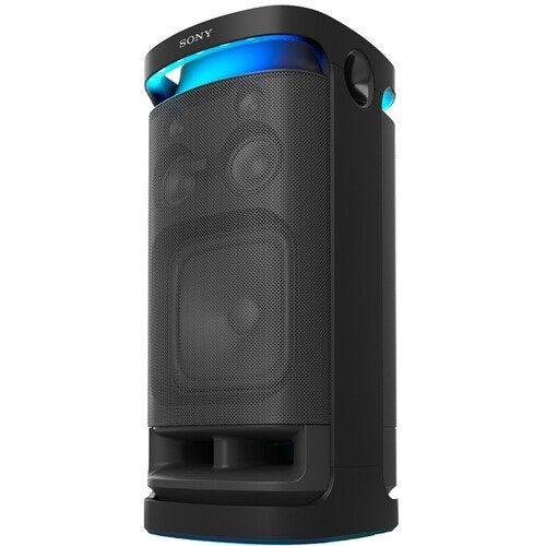 Sony speaker with blue lighting on a white background