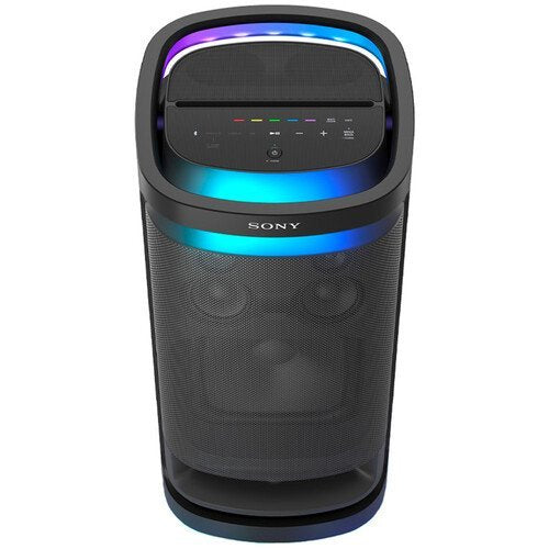 Sony portable speaker with RGB lighting on a white background