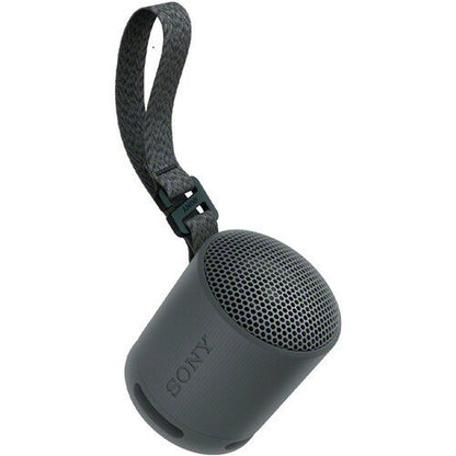 Sony portable speaker with a strap on a white background