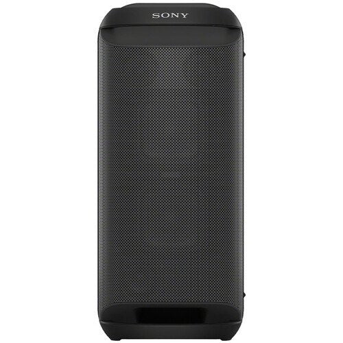 Black Sony speaker on a white background