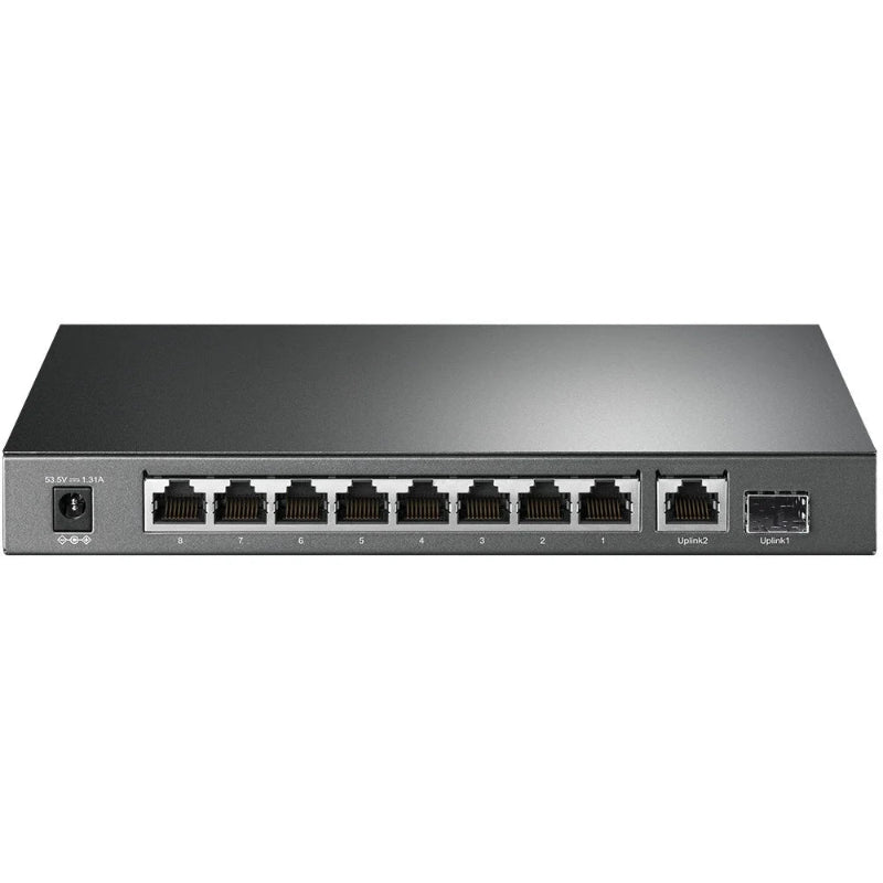 Network switch with multiple ports on a white background