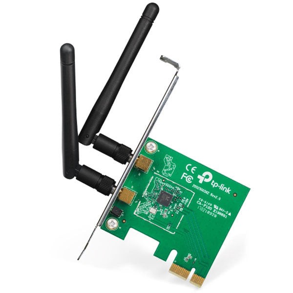 Green network adapter with antennas on a white background