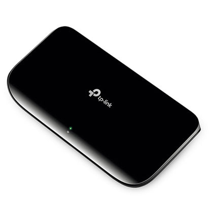 Black TP-Link 8-Port 10/100/1000Mbps Desktop Switch - TL-SG1008D on a white background