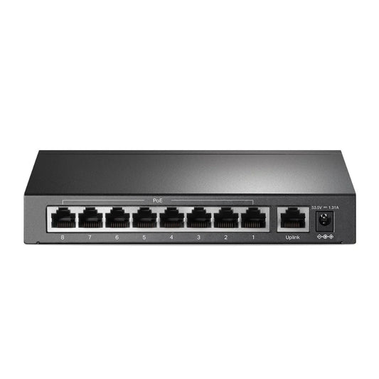 Network switch with multiple Ethernet ports on a white background