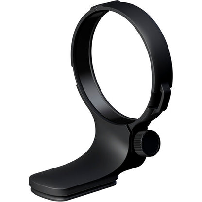 Black camera lens hood on a white background